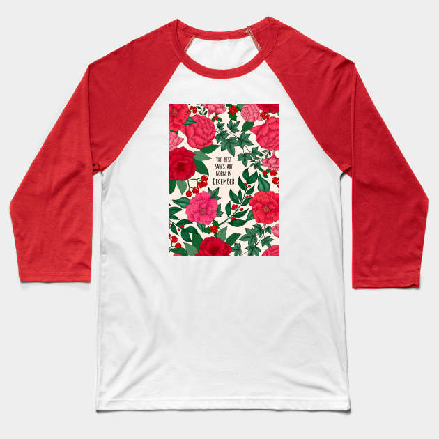 December birthday babe Baseball T-Shirt by Poppy and Mabel